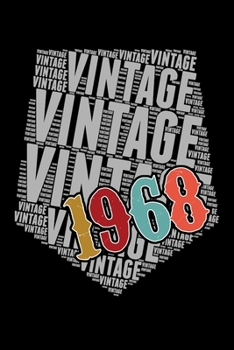 VINTAGE 1968: Blank Lined Notebook, 6 x 9, 120 White Color Pages, Matte Finish Cover