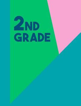 Paperback 2nd Grade: Wide Ruled Primary Composition Book with Cute Colorful Cover Design in Green, Pink, and Turquoise Book