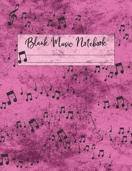 Paperback Blank Music Notebook: Musical Staff Notebook for Musicians and Students with Manuscript Paper Sheets 12 Stave - Large Size Book Pink Cover w Book