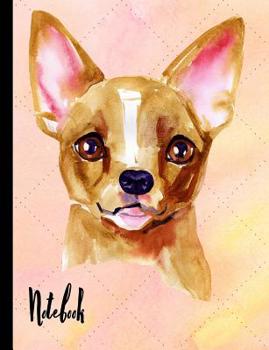 Paperback Notebook: Watercolor Chihuahua Dog School Notebook 100 Pages Wide Ruled Paper Book