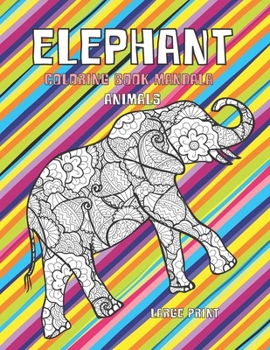 Paperback Coloring Book Mandala Animals - Large Print - Elephant Book