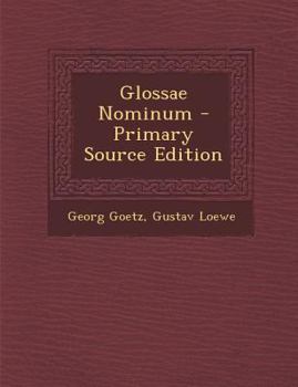 Paperback Glossae Nominum [Latin] Book