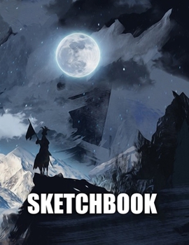 Paperback Sketchbook: Moon Mountain Landscape Scenery Cover Design - White Paper - 120 Blank Unlined Pages - 8.5" X 11" - Matte Finished Sof Book