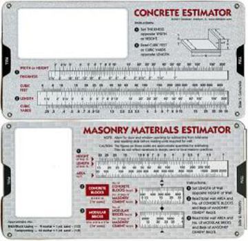 Concrete & Masonry Materials Estimator - Slide Rule