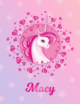 Paperback Macy: Macy Magical Unicorn Horse Large Blank Pre-K Primary Draw & Write Storybook Paper - Personalized Letter M Initial Cust Book