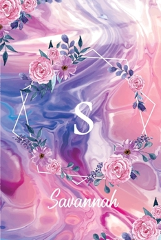 Savannah: Monogram Initial Personalized Notebook Journal Gift For Girls And Women - Pink Floral Print