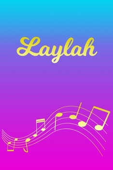 Paperback Laylah: Sheet Music Note Manuscript Notebook Paper - Pink Blue Gold Personalized Letter L Initial Custom First Name Cover - Mu Book