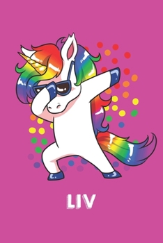 Liv: Personalisiertes Design Notizbuch Einhorn 120 linierte Seiten - Perfekte Geschenkidee f�r die Schuhe oder Weihnachten mit Vornamen DIN A5 (pink)