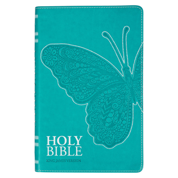 Imitation Leather KJV Holy Bible, Gift Edition for Girls/Teens King James Version, Faux Leather Flexible Cover, Teal Butterfly Book