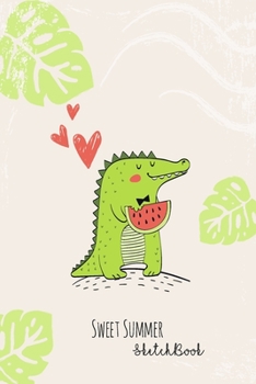 Paperback Sketchbook: Sweet Summer Cute Crocodile Watermelon - Notebook for Drawing, Writing, Painting, Doodling or Sketching, 120 Pages, 6x Book