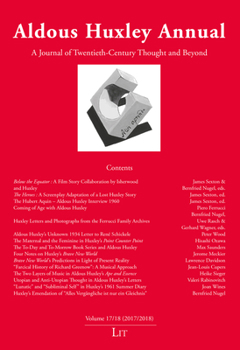 Paperback Aldous Huxley Annual: Volume 17/18 (2017/2018) Book