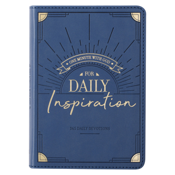 Leather Bound One Minute with God for Daily Inspiration Devotional, Blue Faux Leather Flexcover Book