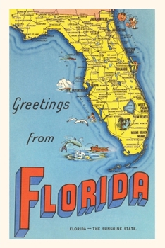 Paperback Vintage Journal Greetings from Florida, Map Book