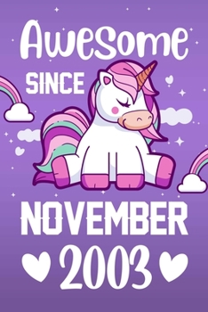 Awesome Since November 2003: Unicorn Sketchbook Gift for Girls | 6x9 - 120 Blank Pages Notebook