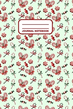 Journal Notebook: Notebook, Journal, Or Diary  | Christmas Candy Canes Pattern Cover Design | 110 Blank Lined Pages | 6" X 9" | Glossy Finished Cover