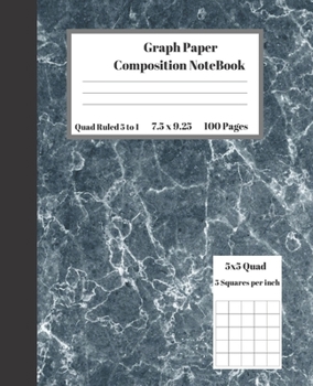 Paperback Graph Composition Notebook 5 Squares per inch 5x5 Quad Ruled 5 to 1 100 Sheets: Cute Texture Grey Marble gift grid squared paper Back To School Notebo Book