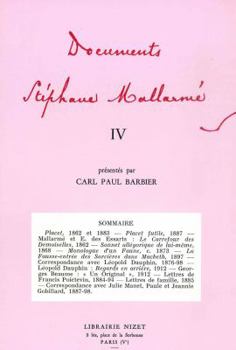 Paperback Documents Stephane Mallarme IV [French] Book