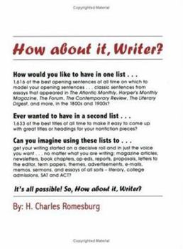 Paperback How about It, Writer? Book