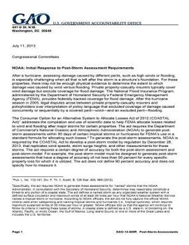Noaa: Initial Response to Post-Storm Assessment Requirements