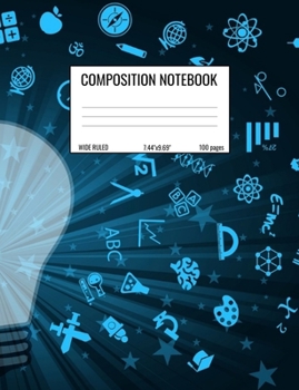 Paperback Composition Notebook: Wide Ruled Notebook for Students, Math and Science Composition Notebook - Lightbulb STEM symbols Book