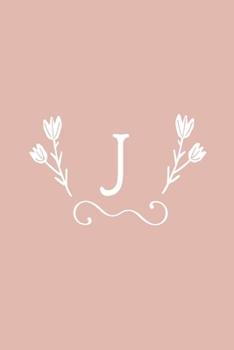 J: Monogram initial medium-lined notebook. Pink and white diary.
