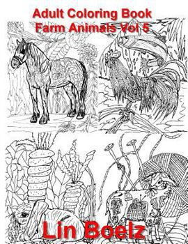 Paperback Adult Coloring book Farm Animals Vol 5 Book