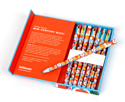 Misc. Teneues - 8-Pen Set: Mid-Century Mod!, 8 Ballpoint Pens, Unique Paper Wrapped Barrel, Soft Touch, Sleek Case: Set of 8 Ball Point Pens in a Slim Case Book