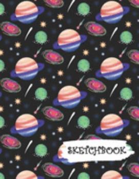 Paperback Sketchbook: Planets and Shooting Stars Fun Framed Drawing Paper Notebook Book