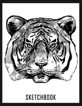 SKETCHBOOK: Tiger Face Funny Black Cat - Fun Activity Book for Drawing, Sketching, Crayon Coloring, Writing, Designing, Doodling & Painting, Blank ... Girls, Teens, Adults | Unlined Notebook Large