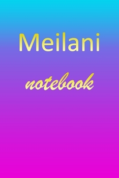 Meilani: Blank Notebook | Wide Ruled Lined Paper Notepad | Writing Pad Practice Journal | Custom Personalized First Name Initial M Blue Purple Gold  | ... Homeschool & University Organizer Daybook