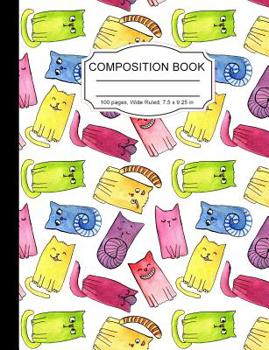 Paperback Composition Book: Tumbling Cats Kawaii Kitty Wide Ruled Paper Lined Notebook Journal for Girls Teens Kids Students Back to School Cute W Book