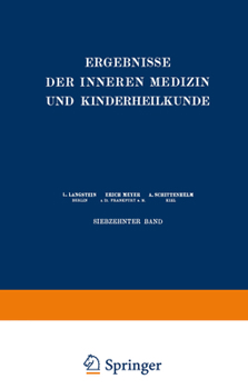 Paperback Ergebnisse Der Inneren Medizin Und Kinderheilkunde: Siebzehnter Band [German] Book