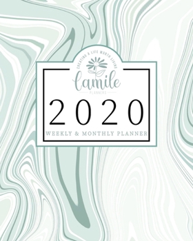 Paperback 2020 Weekly & Monthly Planner: Green Marble Suminagashi Jan 1, 2020 - Dec 31, 2020 Large Writing Calendar A Year at A Glance Inspirational Quotes Dai Book