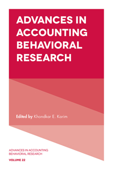 Hardcover Advances in Accounting Behavioral Research Book