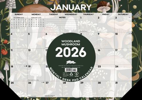 Home Woodland Mushroom 2026 17 X 12 Small Monthly Deskpad Book