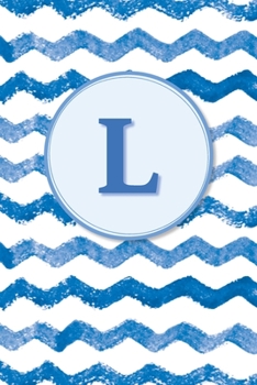 L: Initial Monogram Blank Journal College Rule Lined | 6x9 | Blue Watercolor Stripes (Blue Watercolor Striped Journals)