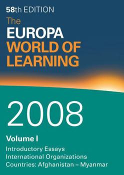 Hardcover Europa World of Learning 2008 Volume 1 Book