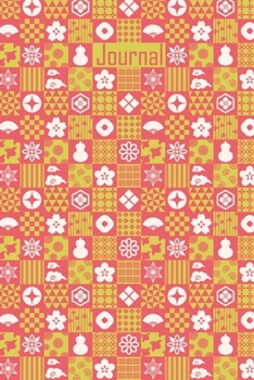 Journal: Japanese Pattern Journal/Notebook/Diary: Gifts for Japan Lovers: Asian Japanese Gifts from Japan: Red and Gold Notebook: 6 x 9 108 Paged Lined Notebook