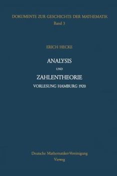 Paperback Analysis Und Zahlentheorie: Vorlesung Hamburg 1920 [German] Book