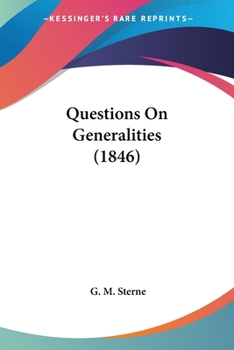 Paperback Questions On Generalities (1846) Book