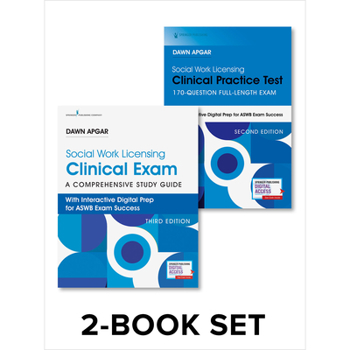 Paperback Social Work Licensing Clinical Exam Guide and Practice Test Set: Print + Online Lcsw Exam Prep from Dawn Apgar with 340 Questions, Two Practice Tests Book