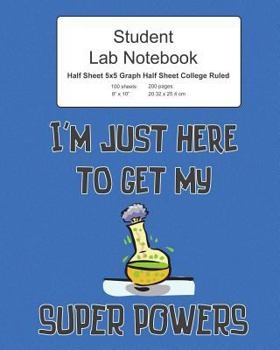 Paperback Student Half Graph Half College Ruled Paper Lab Notebook: Log Book Journal with Top Half Quad Ruled 5x5 Grid, and Bottom Half Lined, 200 Pages 100 She Book