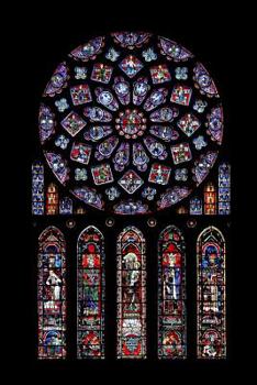 Paperback Stained Glass Window at Notre Dame Cathedral: Notebook journal (6 x 9 Lined Notebook, 120 pages) Book