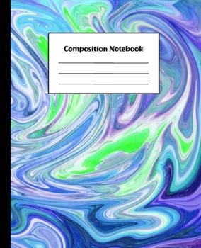 Paperback Composition Notebook: Purple, Blue & Green Paint Swirl Abstract Art - College Ruled Back To School Notebook For Students, Kids, Teens, Adult Book