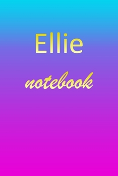 Ellie: Blank Notebook | Wide Ruled Lined Paper Notepad | Writing Pad Practice Journal | Custom Personalized First Name Initial E Blue Purple Gold  | ... Homeschool & University Organizer Daybook
