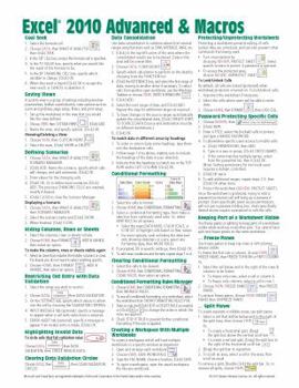 Microsoft Excel 2010 Advanced & Macros Quick Reference Guide (Cheat Sheet Of Instructions, Tips & Shortcuts   Laminated Card)