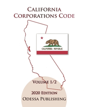 Paperback California Corporations Code 2020 Edition [CORP] Volume 1/2 Book