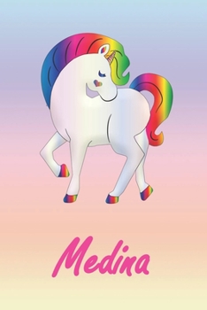 Medina: Personalisiertes individualisiertes Einhorn Notizbuch / pers�nliches Tagebuch / Schreibheft / Logbuch / Planer / Vokabelheft / Notizen - 6 x 9 Zoll (ca. DIN A5), 110 linierte Seiten mit Datums