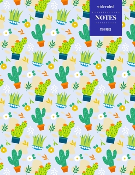 Paperback Wide Ruled Notes 110 Pages: Cactus Notebook for Kids, Teens and Students - Succulent Llama Pattern Book