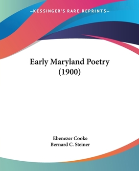 Paperback Early Maryland Poetry (1900) Book